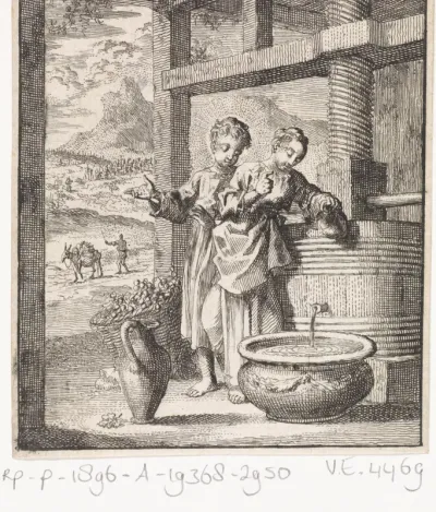 Jezus en de Ziel bij een wijnpersbak
