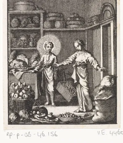 Jezus en de Ziel in eene voorraadkamer