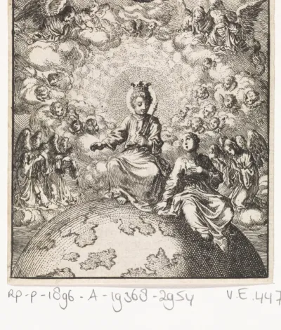 Jezus en de Ziel worden door engelen omgeven