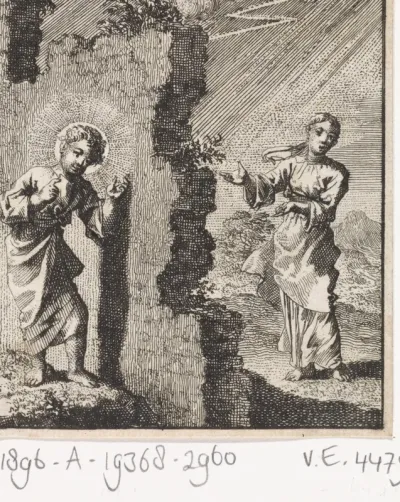 Jezus klopt aan den muur aan welks andere zijde de Ziel staat