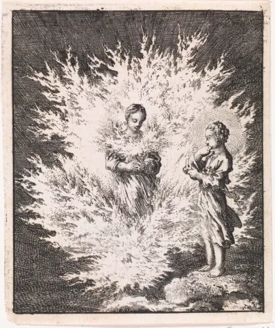 Jezus met de Ziel, die geheel door vlammen is omringd