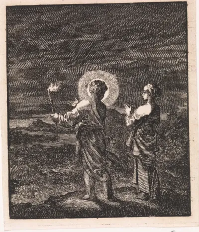 Jezus verlicht de duisternis met eene fakkel voor de Ziel