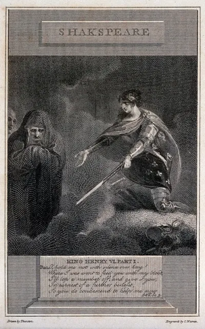 Joan of Arc conjures demons in Shakespeare's 'Henry VI'; but the demons are uncompliant; one hangs his head on the left