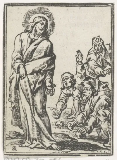 Joden in de tempel gooien stenen naar Christus