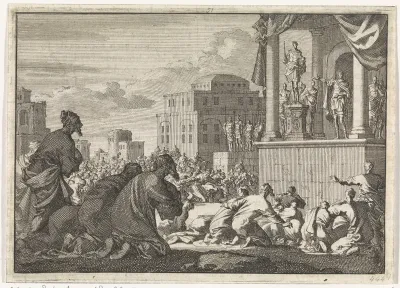 Joden smeken Petronius het standbeeld van de keizer niet in de tempel te plaatsen