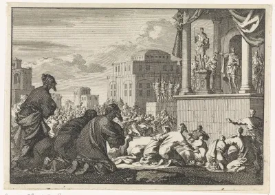 Joden smeken Petronius het standbeeld van de keizer niet in de tempel te plaatsen