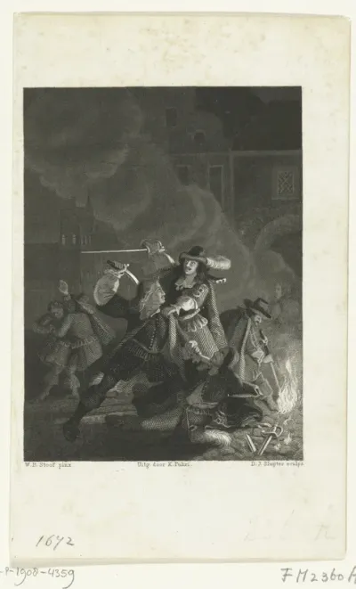 Johan de Witt 's nachts op straat aangevallen, 1672