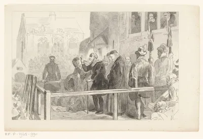 Johan van Oldenbarnevelt op het schavot vóór zijn executie