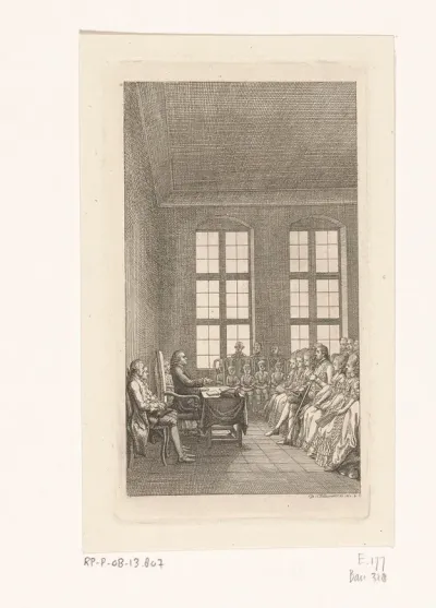 Johann Bernhard Basedow houdt een lezing in het Philanthropinum te Dessau