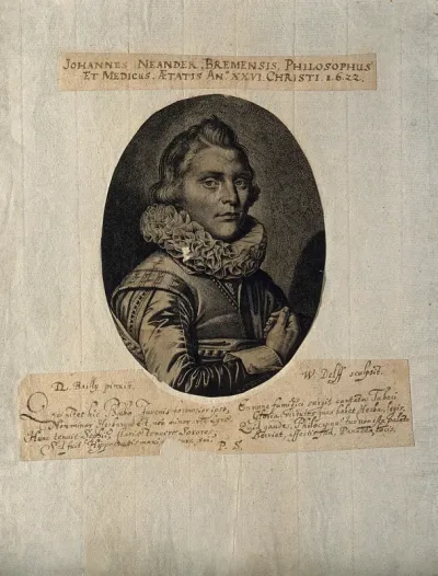 Johann Neander. Line engraving after W. Delff, 1626, after D. Bailly