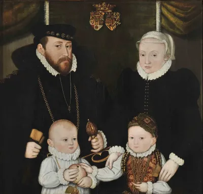 Johann Wilhelm von Sachsen-Weimar und seine Gemahlin Dorothea Susanna mit zwei Kindern