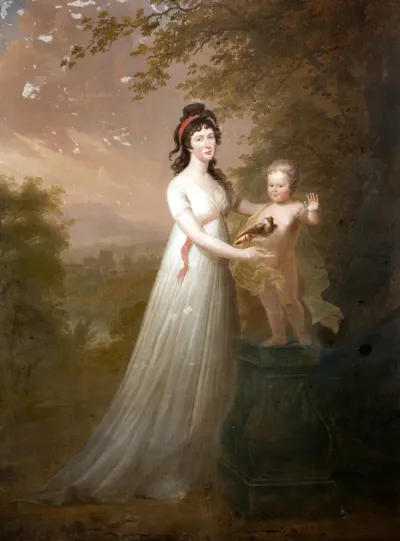 Johanna Catharina van Westreenen (1776-1862). Echtgenote van Jan Diederik Baron van Tuyll van Serooskerken, en haar zoon Reinout Carel