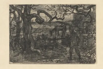 Johannes aan de bosrand bij een paard