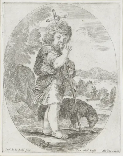 Johannes de Doper als kind, in fruit bijtend