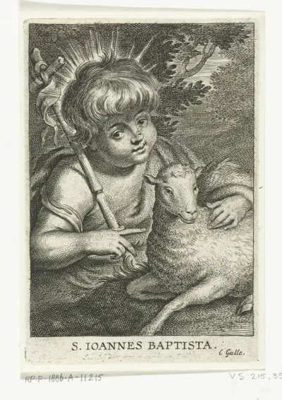 Johannes de Doper als kind met kruisvaandel en lam