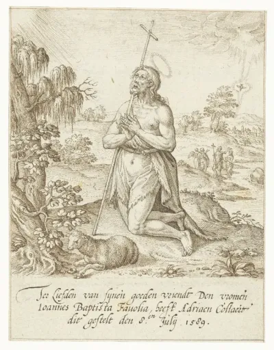 Johannes de Doper geknield in gebed