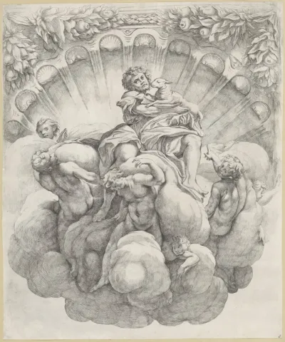 Johannes de Doper met zeven engelen