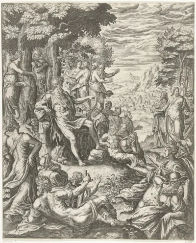 Johannes de Doper predikt tot de menigte