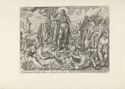 Johannes de Doper preekt voor een groep mensen