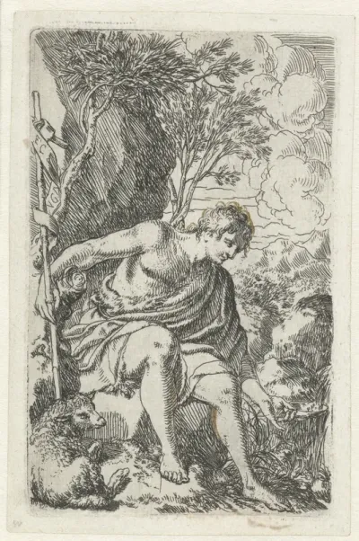 Johannes de Doper water drinkend