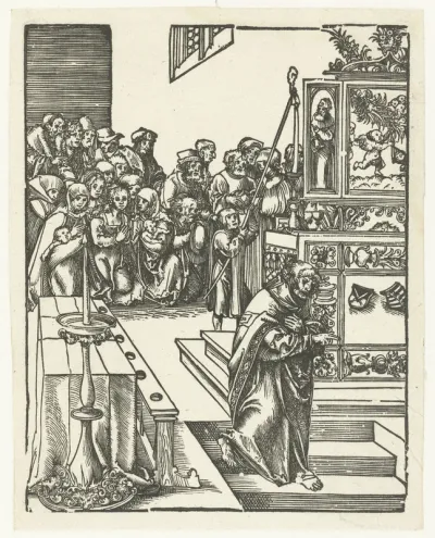 Johannes de Evangelist daalt af in eigen graf