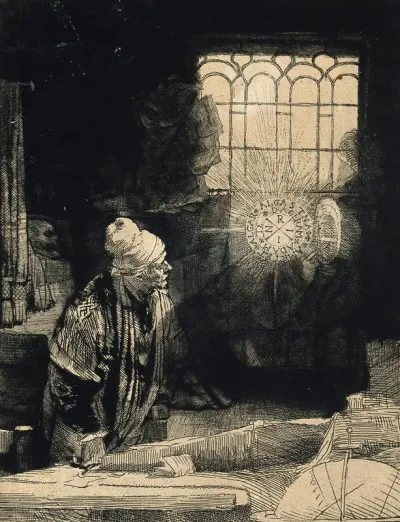 Johannes Faust. Etching after Rembrandt, 1651/1652