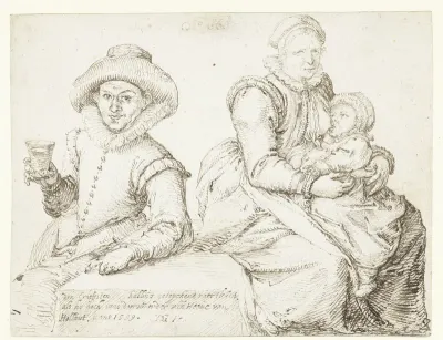 Johannes Hallinck en een vrouw met kind