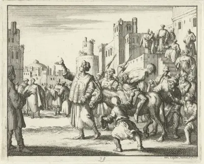 Johannes, koopman te Cordovan, wordt ter bespotting achterstevoren op een ezel door de stad gevoerd