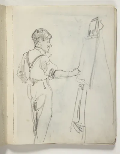 Johannes Larsen ved staffeliet