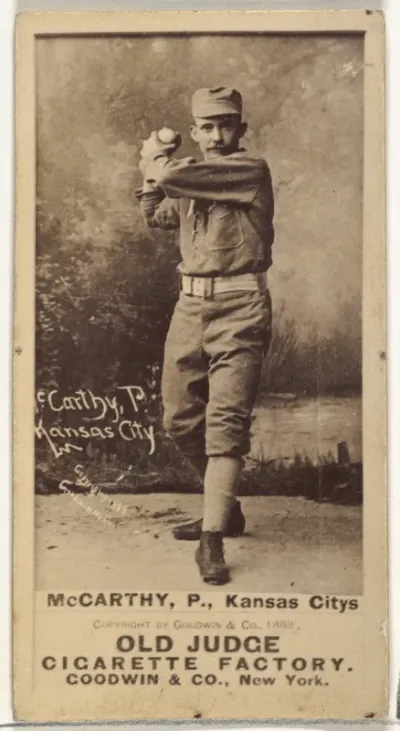 John A. McCarty, Pitcher, Kansas City Cowboys, from the Old Judge series (N172) for Old Judge Cigarettes