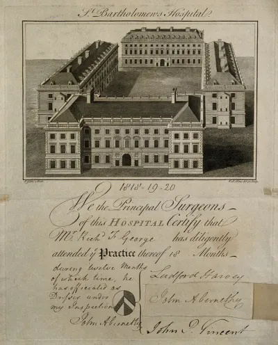 John Abernethy: his signature (with two others) appended to a print of St