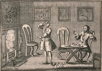 John Bancks, expecting a visit by a lady, has tea prepared for her, but she does not turn up, the servant accidentally breaks a bowl, and the kettle placed in front of the fire melts