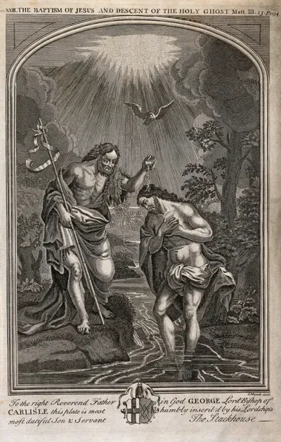 John baptises Christ; the holy spirit descends