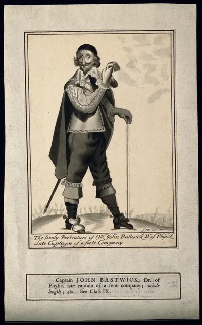 John Bastwick. Ink wash drawing attributed to George Perfect Harding, 1801