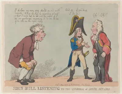John Bull Listening to the Quarrels of State Affairs