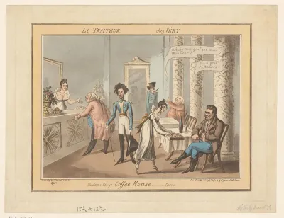John Bull zit in het koffiehuis van mevrouw Véry te Parijs