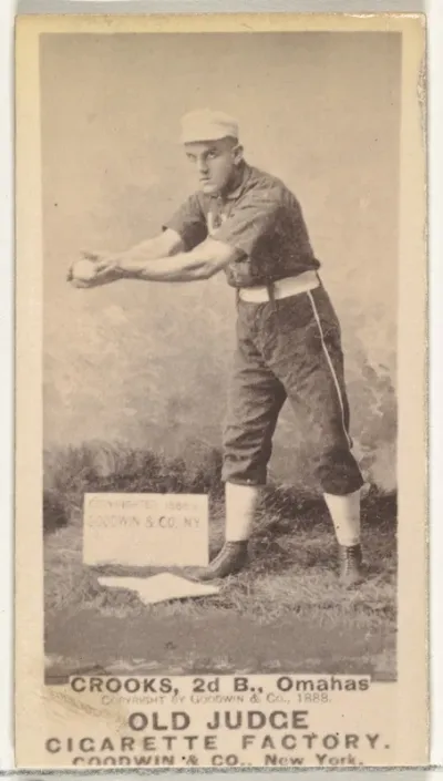 John Charles "Jack" Crooks, 2nd Base, Omaha Omahogs/ Lambs, from the Old Judge series (N172) for Old Judge Cigarettes