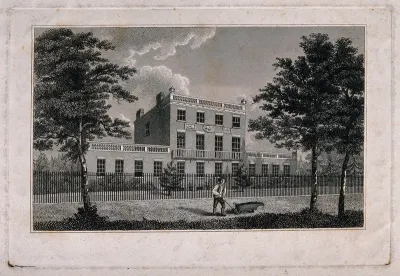 John Coakley Lettsom's house and gardens, Grove Hill, Camberwell, Surrey: view from the road