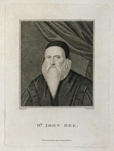 John Dee. Stipple engraving by N. Schenker, 1792, after Harding