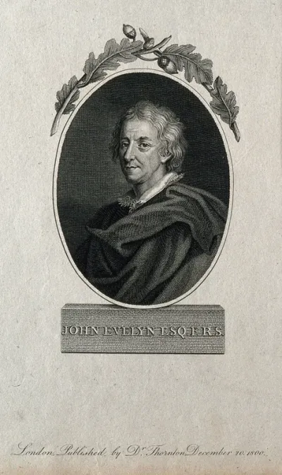 John Evelyn. Line engraving by J. Caldwall, 1800