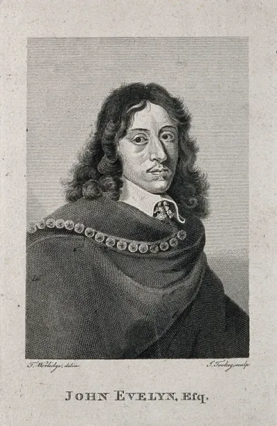 John Evelyn. Line engraving by J. Tookey after T. Worlidge