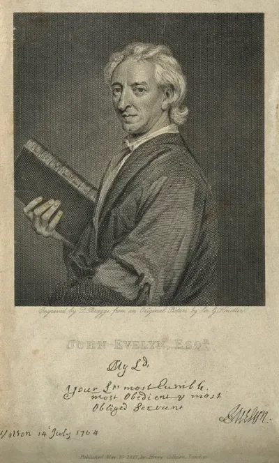 John Evelyn. Line engraving by T. Bragg, 1827, after Sir G. Kneller