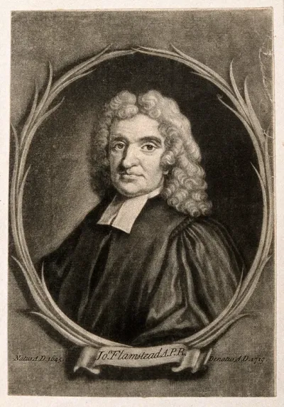 John Flamsteed. Mezzotint, later than 1726, after Sir G. Kneller, 1702