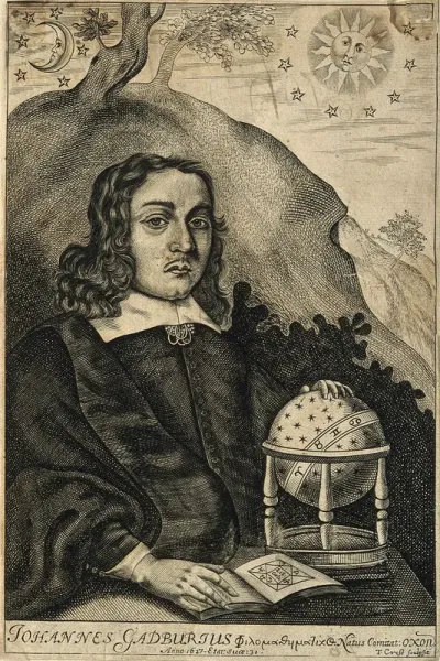 John Gadbury. Line engraving by T. Cross, 1658