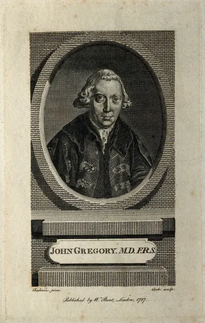 John Gregory. Line engraving by Cook, 1787, after G. Chalmers