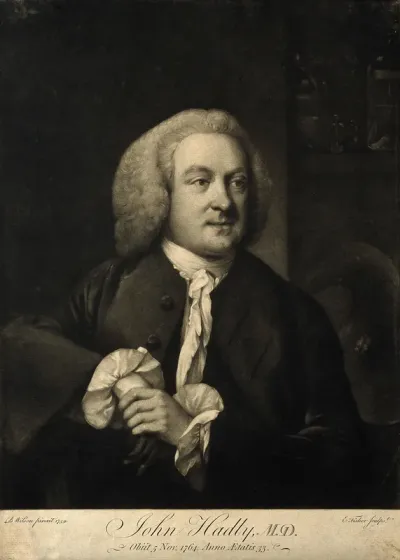 John Hadley. Mezzotint by E. Fisher after B. Wilson, 1759