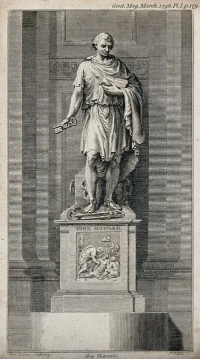 John Howard. Line engraving by J. Basire, 1796, after J. Bacon, senior