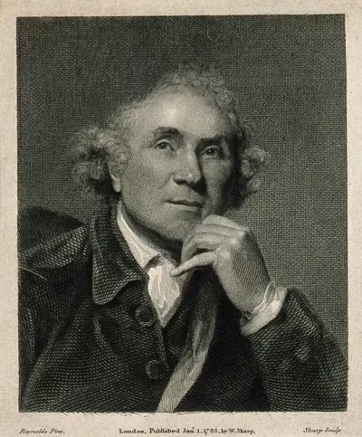John Hunter. Line engraving by W. Sharp, 1788, after Sir J. Reynolds, 1786
