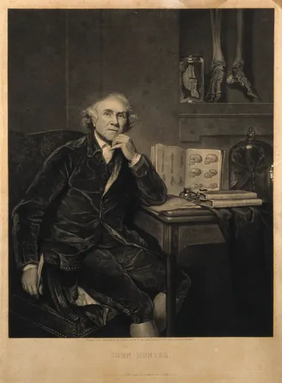 John Hunter. Mezzotint by W. O. Geller, 1836, after Sir J. Reynolds, 1786