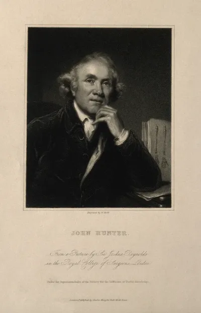 John Hunter. Stipple engraving by W. Holl after Sir J. Reynolds, 1786